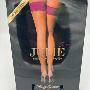 Honey Birdette discontinued Julie luxury thigh high stay-up stockings small rare